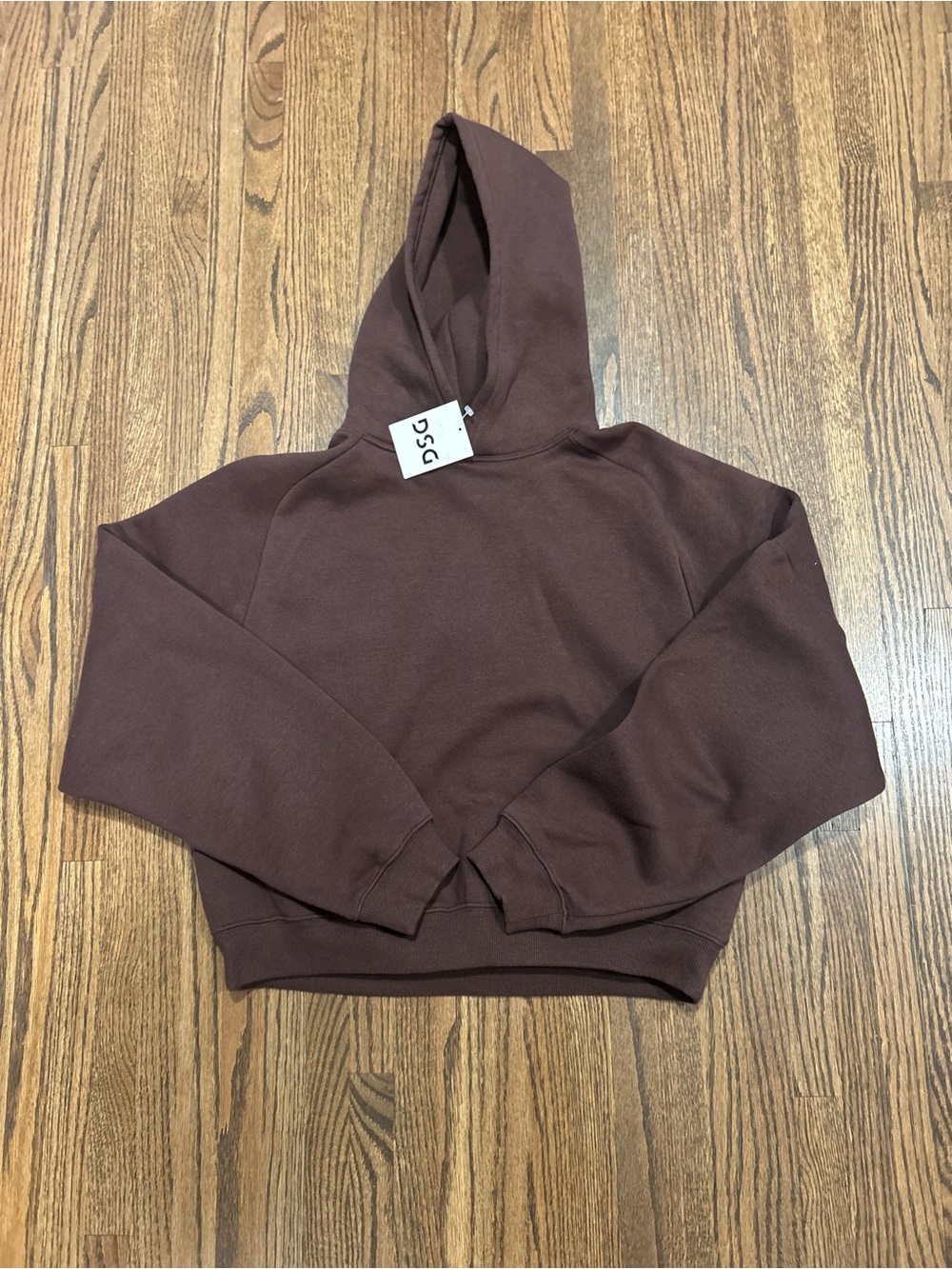 DSG Classic Fleece Crop Hoodie Brown Decadence NWT Women’s Small Oversized